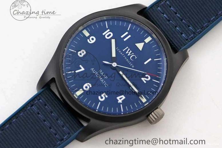 MIROTIME 1230 BestValue Mark XVIII IW328101 Black Ceramic M+F 1:1 Best Edition Blue Dial on Blue Nylon Strap A 7058